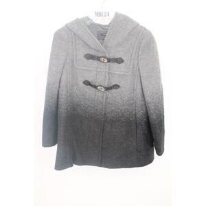 LUISA CERANO DIP DYE WOOL BLEND HOODED COAT SIZE 8 SNAP & BUCKLE FRONT